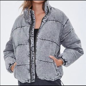 Forever 21 Quilted Denim Washed Jacket